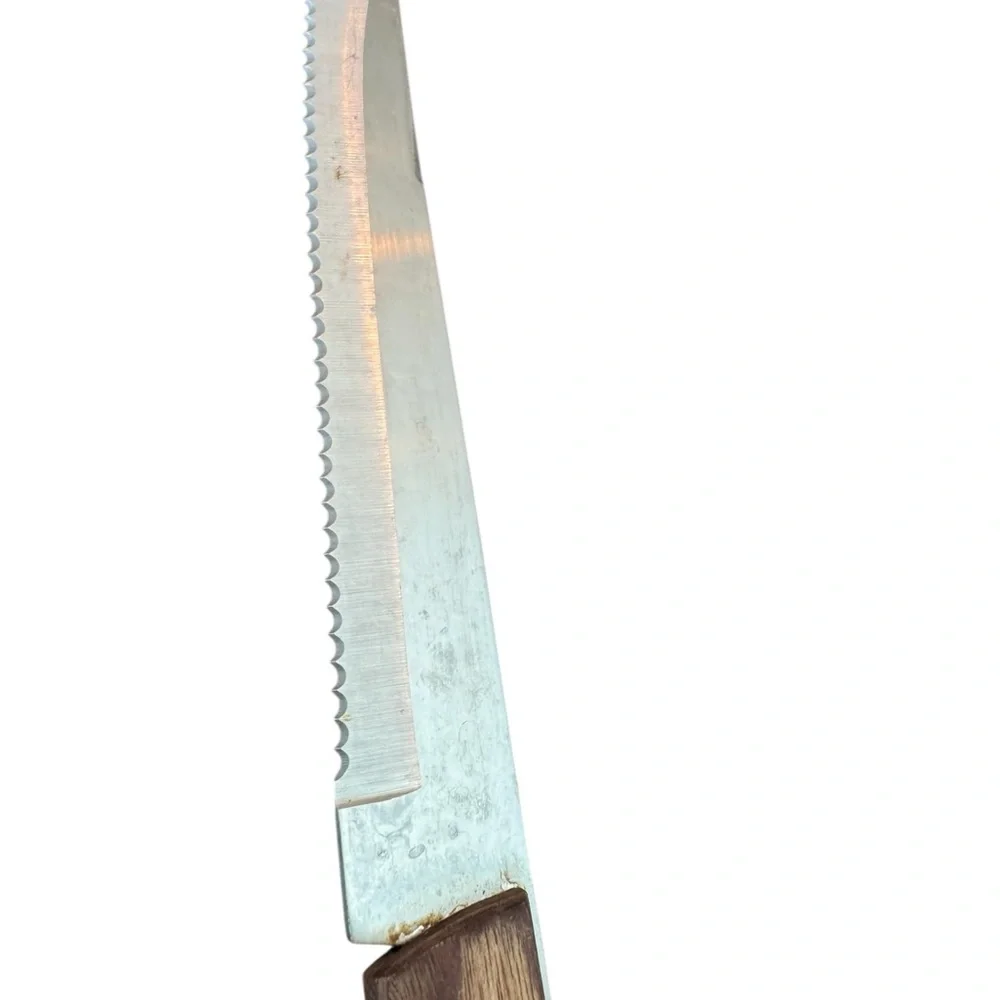 🔪✨ Maxam Japan 10” Serrated‎ Stainless Knife – Vintage Wood Handle ✨🔪
